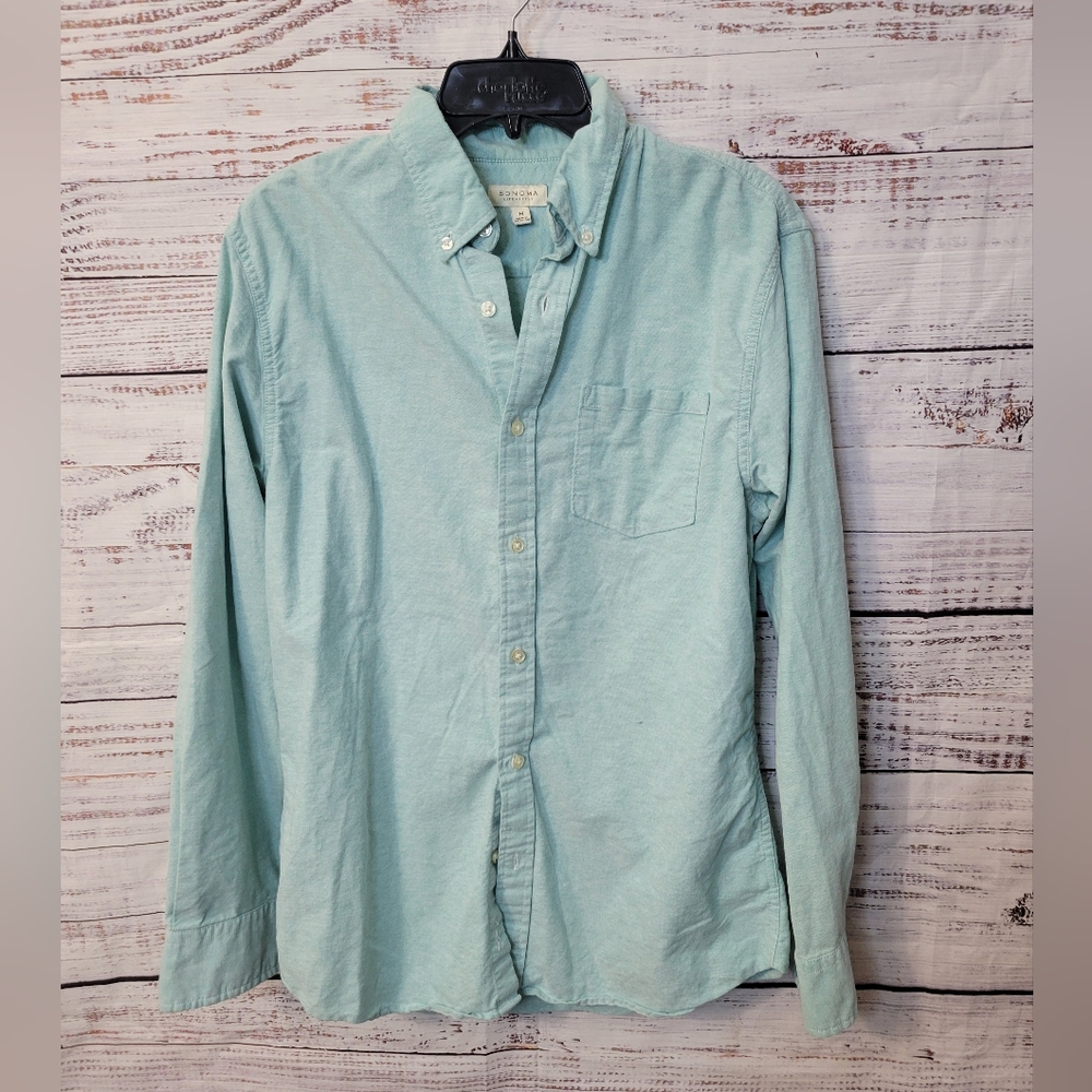 Mens M Light Blue 100% Cotton Casual Button-down
